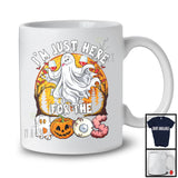 I'm Just Here For The Boos; Awesome Halloween Moon Boo Ghost Drinking Wine; Drunker Team T-Shirt