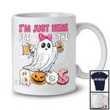 I'm Just Here For The Boos, Lovely Halloween Drinking Beer Ghost Boo, Pink Girl Women Group T-Shirt