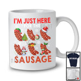 I'm Just Here For The Sausage; Humorous Christmas Santa Elf Food Lover; X-mas Group T-Shirt