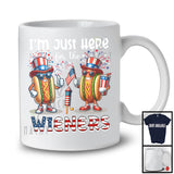 I'm Just Here For The Wieners, Humorous 4th Of July Hot Dog Sausage, Patriotic Fireworks T-Shirt