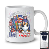 I'm Only Here For The Hot Dogs, Lovely 4th Of July American Flag Shetland Sheepdog, Patriotic T-Shirt