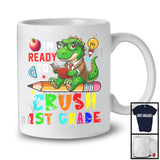 I'm Ready To Crush 1st Grade, Lovely First Day Of School T-Rex Reading Books, Dinosaur T-Shirt