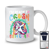 I'm Ready To Crush Fifth Grade, Adorable First Day Of School Dabbing Unicorn, Rainbow Flowers T-Shirt