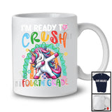 I'm Ready To Crush Fourth Grade, Adorable First Day Of School Dabbing Unicorn, Rainbow Flowers T-Shirt