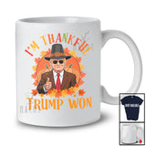 I'm Thankful Trump Won; Sarcastic Thanksgiving New President 2024; Fall Leaves Pumpkins T-Shirt