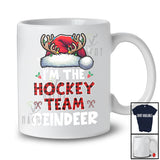 I'm The Hockey Team Reindeer; Joyful Christmas Red Plaid Santa Reindeer; Sport Player Family T-Shirt