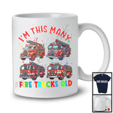 I'm This Many Fire Trucks Old; Cheerful 4th Birthday Four Fire Trucks; Boys Family Group T-Shirt