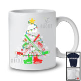 Ice Hockey Equipment Christmas Tree; Joyful X-mas Lights Snowing Hockey; Sport Player Team T-Shirt