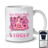 In October We Wear Pink Yoga; Joyful Breast Cancer Awareness Yoga Lover; Leopard Sunflowers T-Shirt