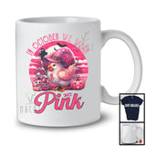 In October We Wear Pink; Adorable Breast Cancer Halloween Pink Witch Chicken; Animal Lover T-Shirt