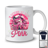 In October We Wear Pink; Adorable Breast Cancer Halloween Pink Witch T-Rex; Animal Lover T-Shirt