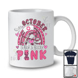 In October We Wear Pink; Proud Jobs Breast Cancer Awareness Nurse; Plaid Ribbon Rainbow T-Shirt