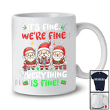 It's Fine We're Fine Everything Is Fine; Lovely Christmas Three Santa Teacher; Family Group T-Shirt