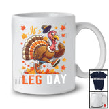 It's Leg Day; Humorous Thanksgiving Autumn Leaves Turkey Running Workout; Fitness Runner T-Shirt