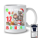 It's My 12th Birthday; Joyful 12th Birthday Celebration Christmas Skeleton Santa; Family Group T-Shirt