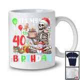 It's My 40th Birthday; Joyful 40th Birthday Celebration Christmas Skeleton Santa; Family Group T-Shirt