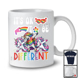 It's Ok To Be Different, Cheerful LGBTQ Pride Dabbing Unicorn, LGBT Flag Gay Lesbian Group T-Shirt