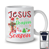 Jesus Is The Reason Christian For The Season; Awesome Christmas Plaid Santa Cross; Snowing T-Shirt