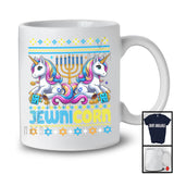 Jewnicorn; Adorable Hanukkah Chanukah Sweater Rainbow Two Unicorns; Dreidel Menorah Family T-Shirt