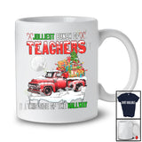 Jolliest Bunch Of Teachers This Side Of The Hallway; Merry Christmas Santa On Pickup Truck T-Shirt