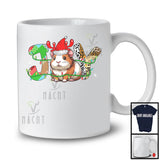 Joy; Amusing Christmas Lights Santa Guinea Pig Reindeer Santa; Leopard Plaid Family Group T-Shirt