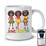 Juneteenth, Proud Black History Month Three African American Girls, Afro Melanin Group T-Shirt