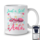 Just A Girl Who Loves Ants, Colorful Summer Vacation Flowers Ants, Insects Lover T-Shirt