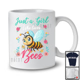 Just A Girl Who Loves Bees, Colorful Summer Vacation Flowers Bees, Insects Lover T-Shirt