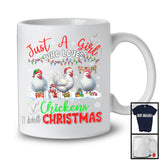 Just A Girl Who Loves Chickens And Christmas; Awesome X-mas Lights Chicken; Farmer Farm T-Shirt