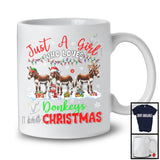 Just A Girl Who Loves Chickens And Donkeys; Awesome X-mas Lights Donkey; Farmer Farm Animals T-Shirt