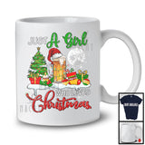 Just A Girl Who Loves Christmas; Humorous Santa Beer Snowing Around; Drinking Drunker T-Shirt