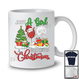 Just A Girl Who Loves Christmas; Humorous Santa Wine Snowing Around; Drinking Drunker T-Shirt