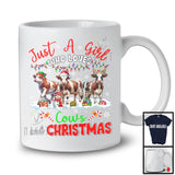 Just A Girl Who Loves Cows And Christmas; Awesome X-mas Lights Cow; Farmer Farm Animals T-Shirt