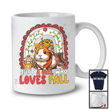 Just A Girl Who Loves Fall; Awesome Thanksgiving Autumn Leopard Rainbow Guinea Pig; Family T-Shirt