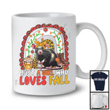 Just A Girl Who Loves Fall; Awesome Thanksgiving Autumn Leopard Rainbow Rat; Family T-Shirt