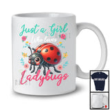 Just A Girl Who Loves Ladybugs, Colorful Summer Vacation Flowers Ladybugs, Insects Lover T-Shirt