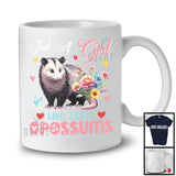 Just A Girl Who Loves Opossums; Adorable Flowers Floral Flowers; Matching Animal Lover T-Shirt