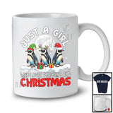 Just A Girl Who Loves Penguins And Christmas; Joyful X-mas Santa Penguin; Animal Lover T-Shirt