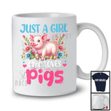 Just A Girl Who Loves Pigs; Adorable Flowers Floral Farm Animals Lover; Farmer Group T-Shirt