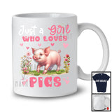 Just A Girl Who Loves Pigs, Floral Farm Animals Farmer, Matching Women Flowers Family Group T-Shirt