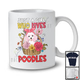 Just A Girl Who Loves Poodles; Adorable Dog In Floral Flowers Basket; Family Group T-Shirt