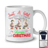 Just A Girl Who Loves Sheeps And Christmas; Awesome X-mas Lights Sheep; Farmer Farm Animals T-Shirt