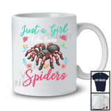 Just A Girl Who Loves Spiders, Colorful Summer Vacation Flowers Spiders, Insects Lover T-Shirt