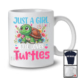 Just A Girl Who Loves Turtles; Adorable Flowers Floral Animals Lover; Matching Family Group T-Shirt