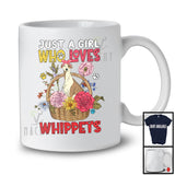 Just A Girl Who Loves Whippets; Adorable Dog In Floral Flowers Basket; Family Group T-Shirt