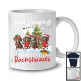 Just Hanging With My Dachshunds; Adorable Christmas Tree Snowing; X-mas Animal Lover T-Shirt