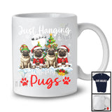 Just Hanging With My Pugs; Adorable Christmas Tree Snowing; X-mas Animal Lover T-Shirt