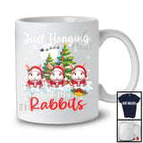 Just Hanging With My Rabbits; Adorable Christmas Three Santa Elf Rabbits; Animal Lover T-Shirt