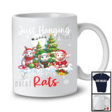 Just Hanging With My Rats; Adorable Christmas Three Santa Elf Rats; Animal Lover T-Shirt