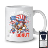 Just Here For The Donut, Awesome 4th Of July American Flag Fireworks, Patriotic Food Lover T-Shirt